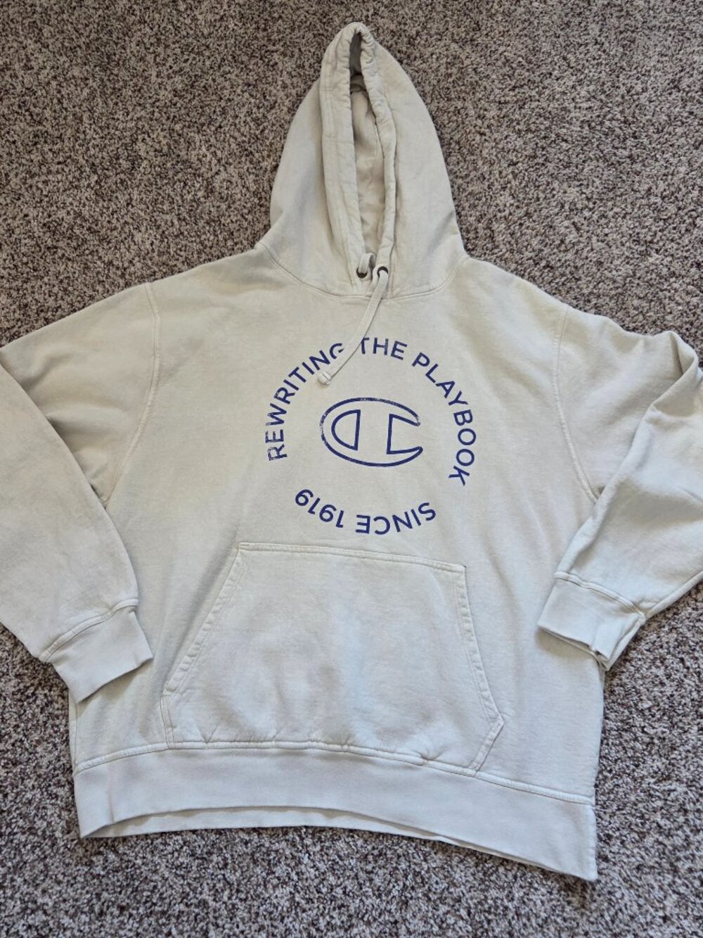 Champion Rewriting The Playbook Hoodie Mens Lg Ivory Athleisure Cozy Pocket